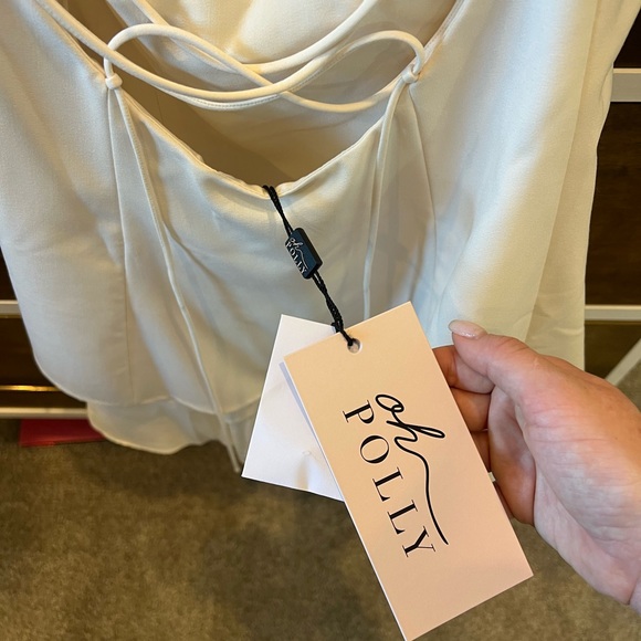 Oh Polly Cassandra Cream Ivory Mini Dress Button-Details - Picture 9 of 11